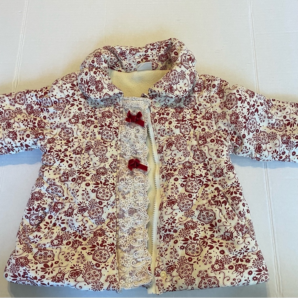 Mimi quilted floral and lace fleece lined toddler jacket coat - Picture 4 of 11
